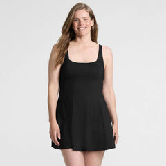 Women's Square Neck Corset Seamed Swim Dress