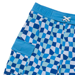 Boys Chlorine Resistant Stretch Printed Hydroliner Board Swim Trunks
