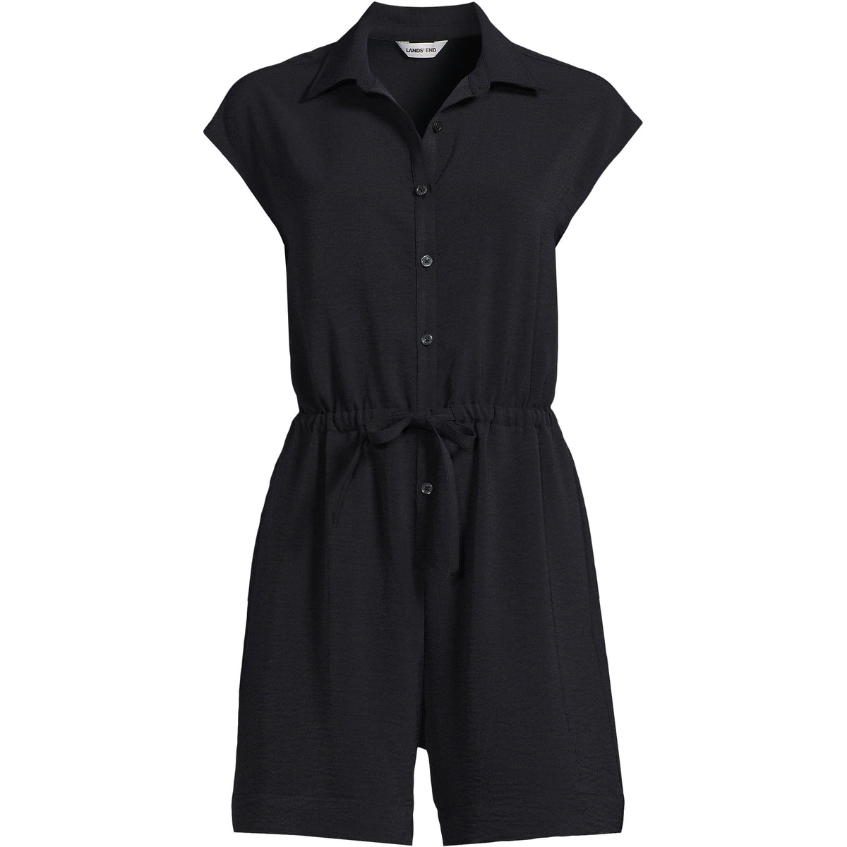 Women's Plus Size Cap Sleeve Creaseless Button-Down Romper