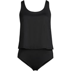 Women's Plus Size Scoop Neck One Piece Fauxkini Swimsuit