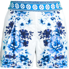 Women's Plus Size Poplin Pull On Pleated 5" Shorts - Set Bottom