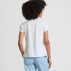 Women's Petite Lightweight Jersey Button Pintuck Top