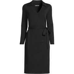 Women's Plus Size Cotton Modal Collared Wrap Dress