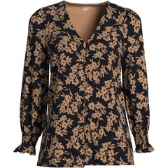 Women's 3/4 Sleeve Lightweight Jersey Button Front Top