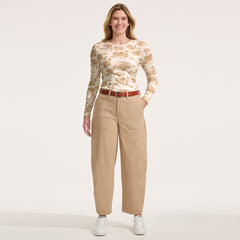 Women's Plus Size Chino High Rise Barrel Leg Utility Ankle Pants