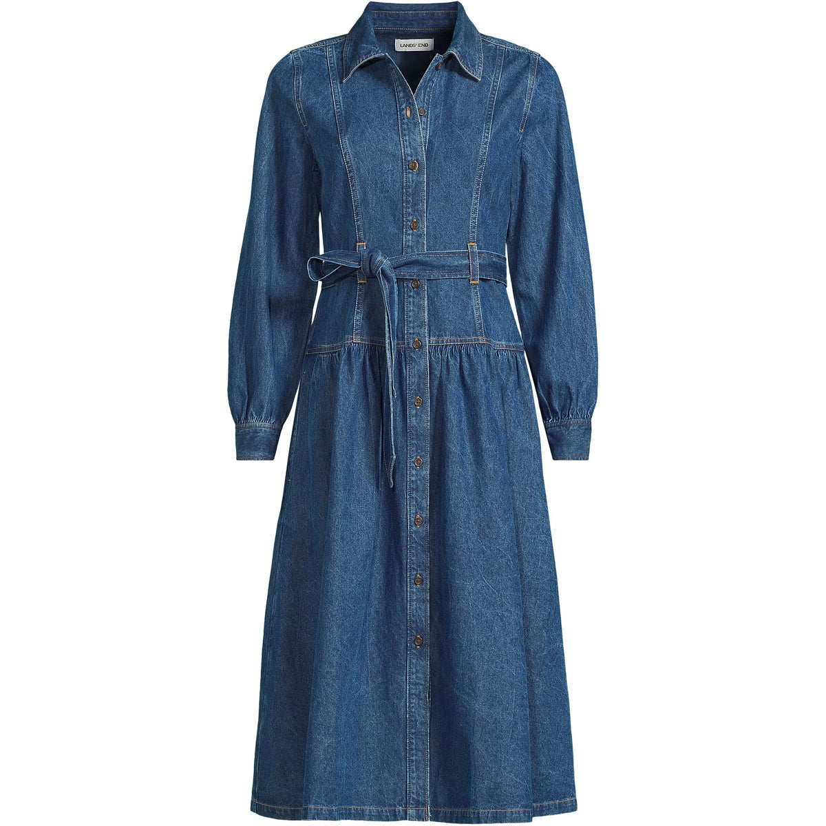 Women's Plus Size Denim Button Front Midi Shirt Dress