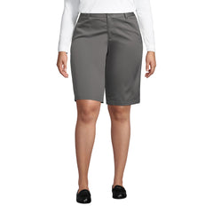 School Uniform Women's Plus Size Plain Front Blend Chino Shorts