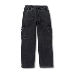 Girls Denim Cargo Wide Leg Jeans