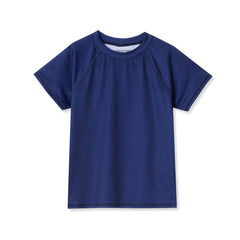 Girls Plus Chlorine Resistant Short Sleeve Crew Neck Swim Rash Guard