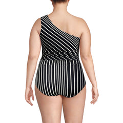 Women's Plus Size Ruched One Shoulder Midkini Top