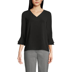 Women's 3/4 Flutter Sleeve Crepe Blouse