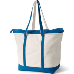 Extra Large 5 Pocket Zip Top Long Handle Canvas Tote Bag