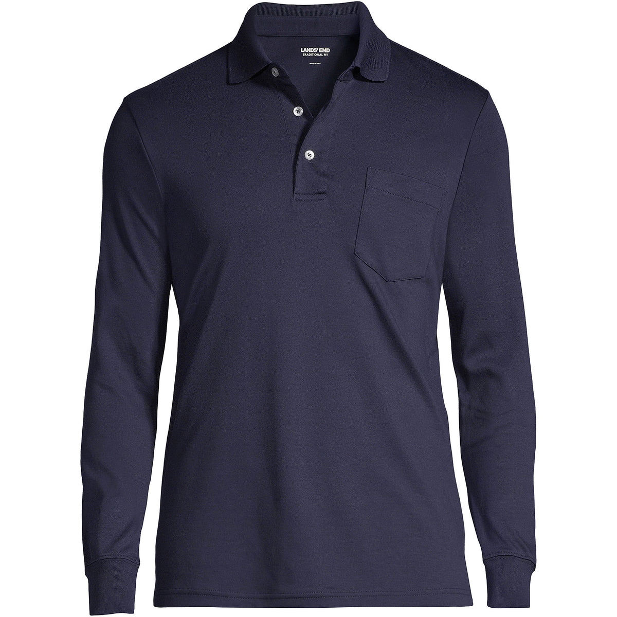 Men's Big and Tall Long Sleeve Cotton Supima Polo Shirt with Pocket