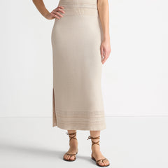 Women's Cotton Pointelle Sweater Maxi Skirt - Set Bottom