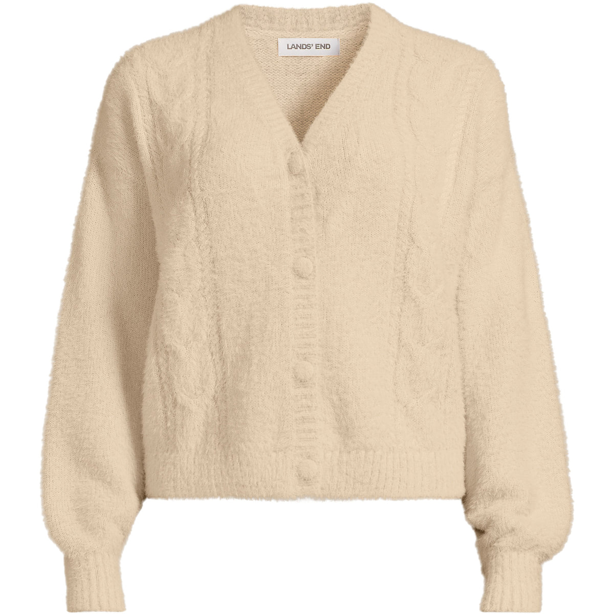 Women's Fuzzy Eyelash Cable Cardigan Sweater