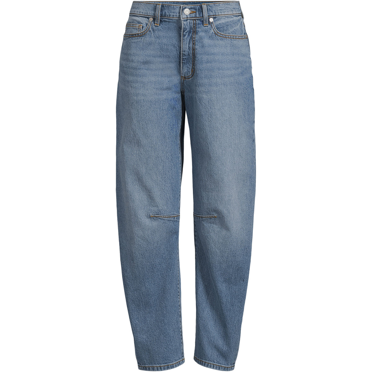 Women's Plus Size Soft Denim Mid Rise Relaxed Barrel Leg Ankle Jeans