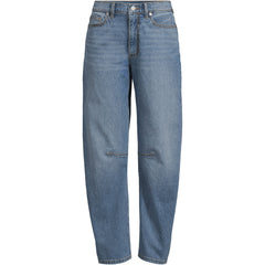 Women's Plus Size Soft Denim Mid Rise Relaxed Barrel Leg Ankle Jeans