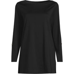Women's Plus Size Supima Cotton Adjustable 3/4 Sleeve Boatneck Tunic