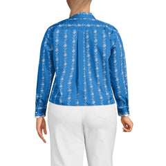 Women's Plus Size Carefree Cotton Shirt with Removable Bow