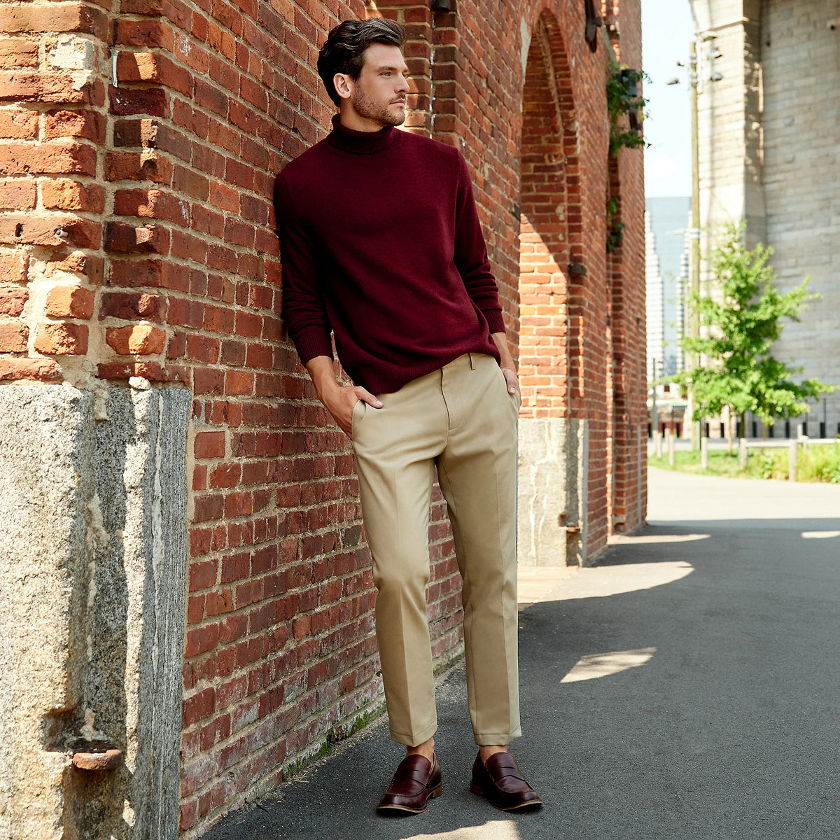Men's No Iron Straight Fit Plain Front Chino Pant