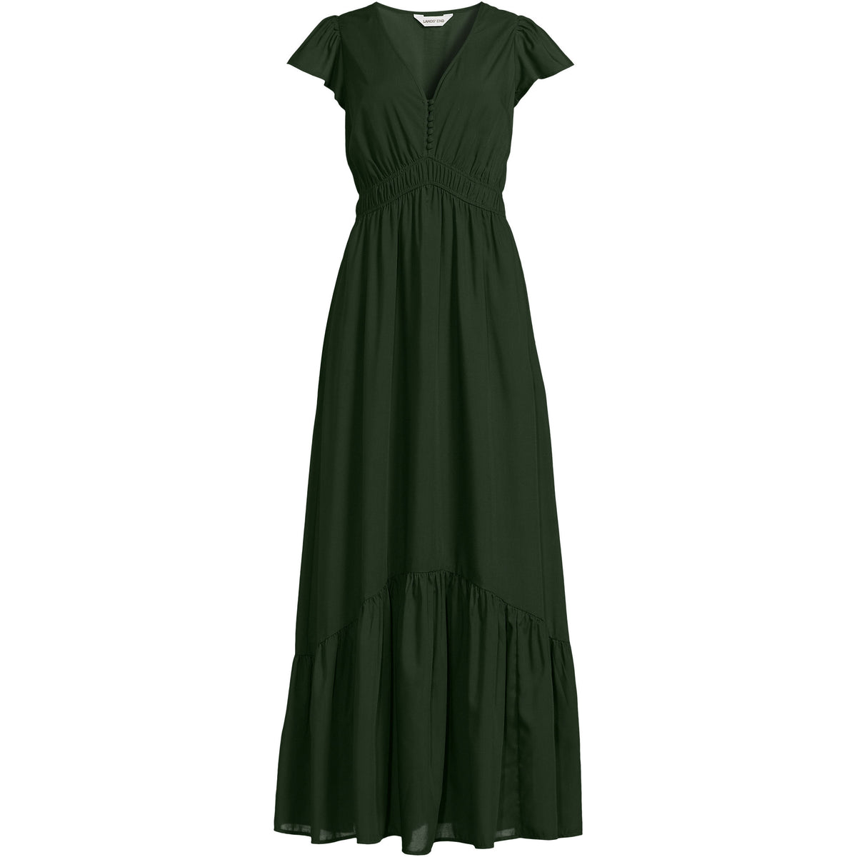 Women's Vneck Flutter Sleeve Maxi Dress