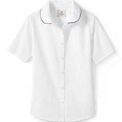 School Uniform Girls Piped Peter Pan Collar Broadcloth Shirt
