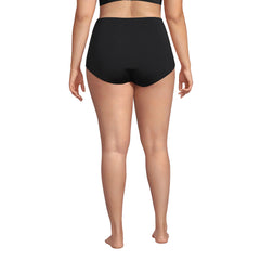 Women's Plus Size Tummy Control Tugless High Waisted Bikini Swim Bottoms