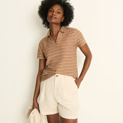 Women's High Rise Pleated A-line 5" Linen Shorts