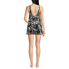 Women's Long Torso Scoop Neck Mini Swim Dress Swimsuit