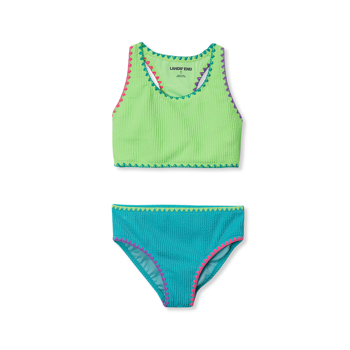 Girls Chlorine Resistant Embroidered Bikini Swimsuit Set