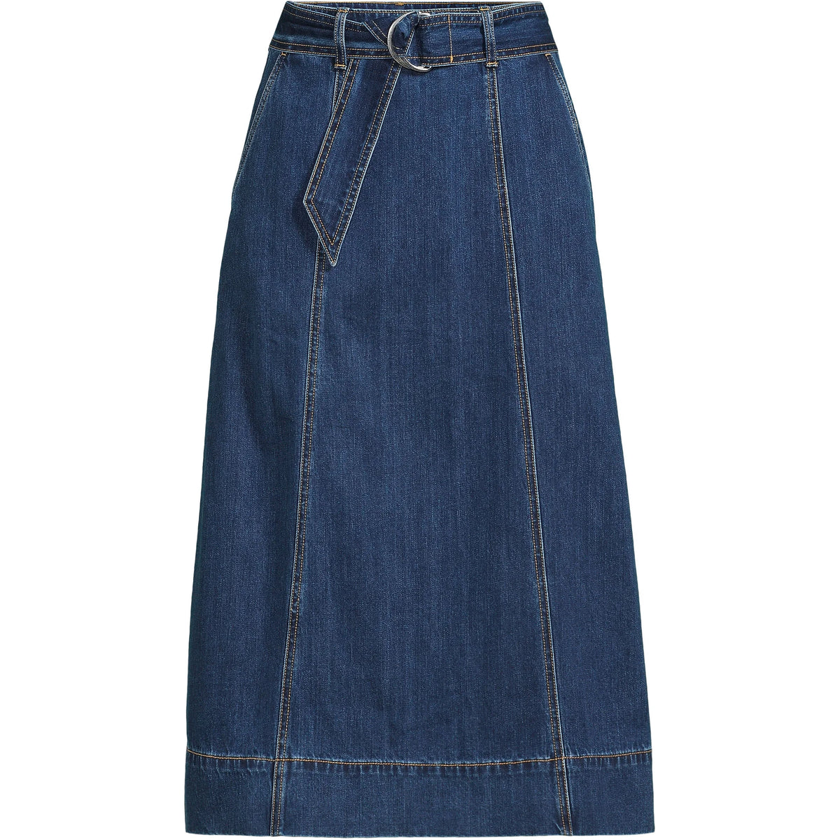 Womens Plus Size Soft Denim A-line Midi Skirt