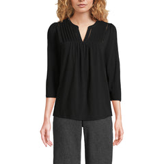 Women's 3/4 Sleeve Lightweight Jersey Lattice Detail Top
