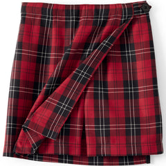 School Uniform Girls Plaid A Line Tab Skort Top of Knee