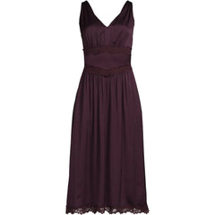 Women's Satin Sleeveless Lace Detail Dress