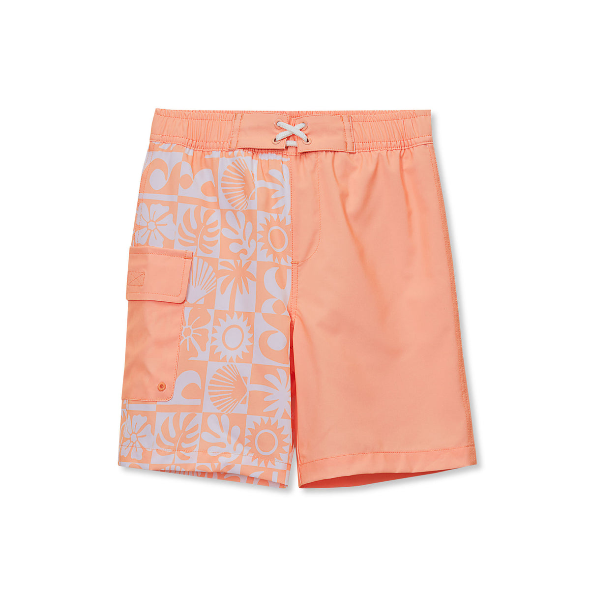 Boys Chlorine Resistant Stretch Printed Hydroliner Board Swim Trunks