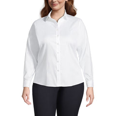 School Uniform Women's Plus Size No Iron Pinpoint Shirt