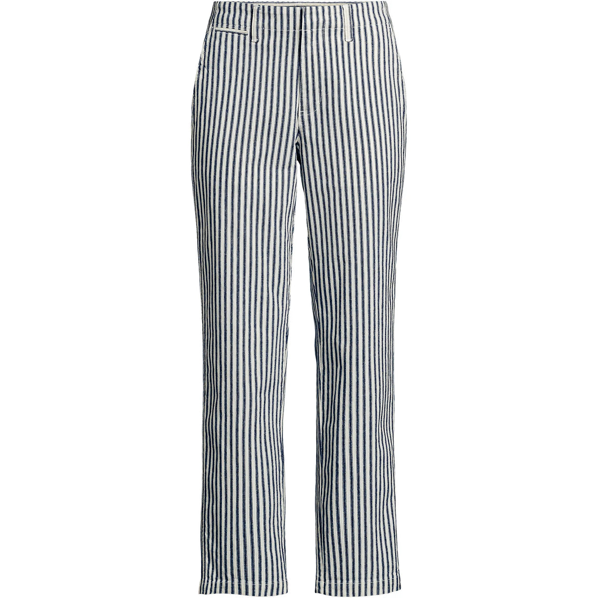 Women's Plus Size Mid Rise Classic Straight Leg Oxford Stripe Ankle Pants