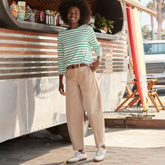Women's Chino High Rise Barrel Leg Utility Ankle Pants