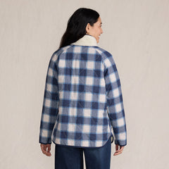 Women's Sherpa Fleece Reversible Mixed Media Long Jacket