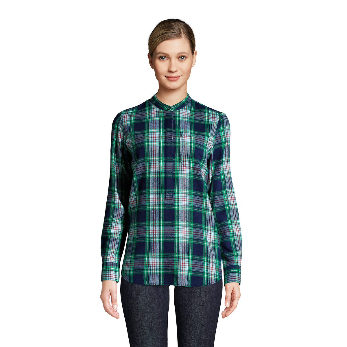Women's Flannel Long Sleeve Tunic Top
