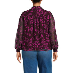 Women's Plus Size Chiffon Removable Tie Neck Blouse