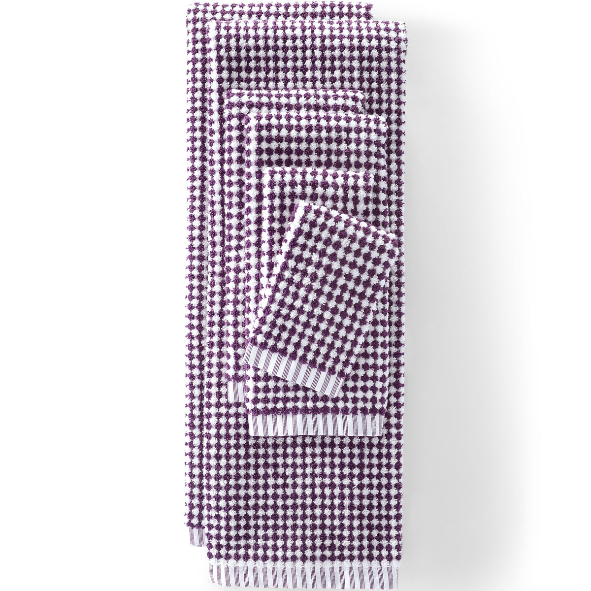 Quick-Dry Cotton Textured Gingham 6-Piece Towel Set