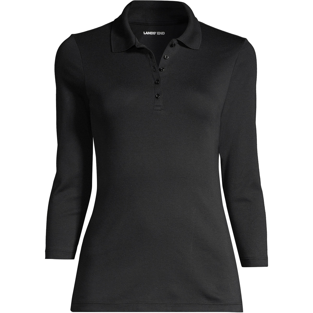 Women's Petite 3/4 Sleeve Supima Cotton Polo Shirt