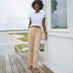 Women's Petite Chino High Rise Rail Straight Leg Pants