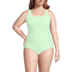 Women's Plus Size Tugless Low Leg Lace One Piece Swimsuit