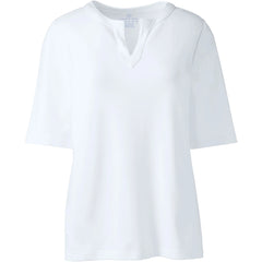 Women's Plus Size Cotton Polyester Modern Half Sleeve Splitneck