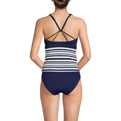 Women's DDD-Cup Chlorine Resistant Tugless High Neck Strappy Back Tankini Swimsuit Top