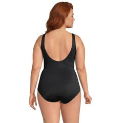 Women's Plus Size Long Torso SlenderSuit Wrap One Piece Swimsuit