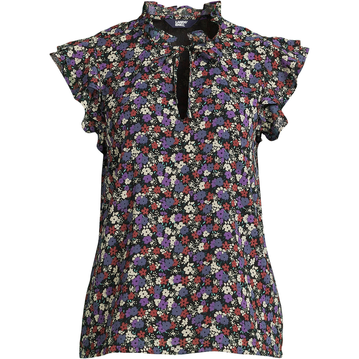 Women's Chiffon Tie Neck Ruffle Shirt