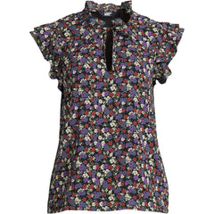 Women's Chiffon Tie Neck Ruffle Shirt